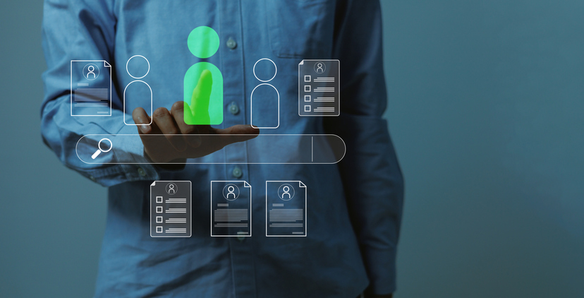 Recruitment candidate selection interface highlighting a quality candidate